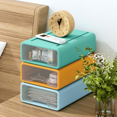 Desk Storage Organizer with Clear Window Large Capacity Dustproof Stackable Office Supplies Plastic Storage Drawer Box Container
