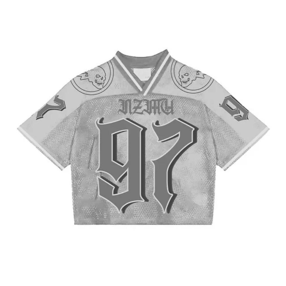 RogueWave Y2K T Shirt American Fashionable Breathable Splicing Loose Football Jersey Streetwear Casual Breathable Unisex Short Sleeve Top