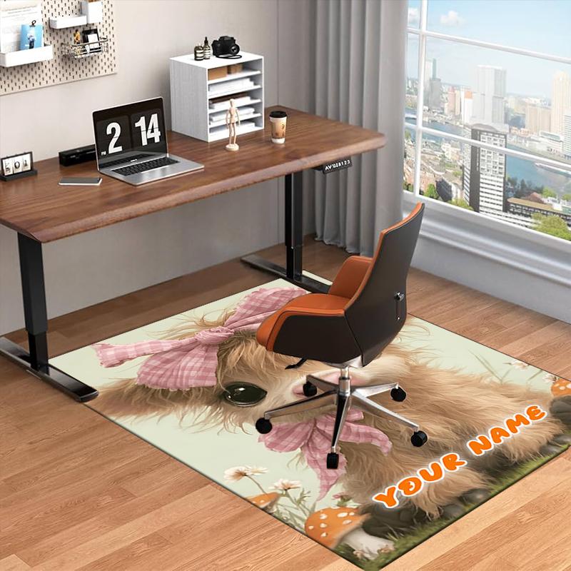 1PC Custom Name Baby Cow In Garden Theme Floor Mat Ideal for Living Room, Game Rooms, Office, Bedroom,Floor Mat Playful Design50