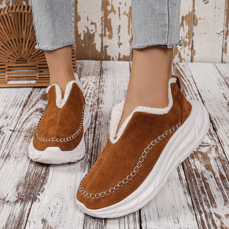 Large size cotton shoes for women's autumn and winter new thick-soled piled thickened warm one-pedal cotton boots snow boots for women