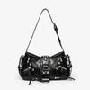 Pu Leather Leopard Print Crossbody Bag With Rivets And Tassels For Daily Use