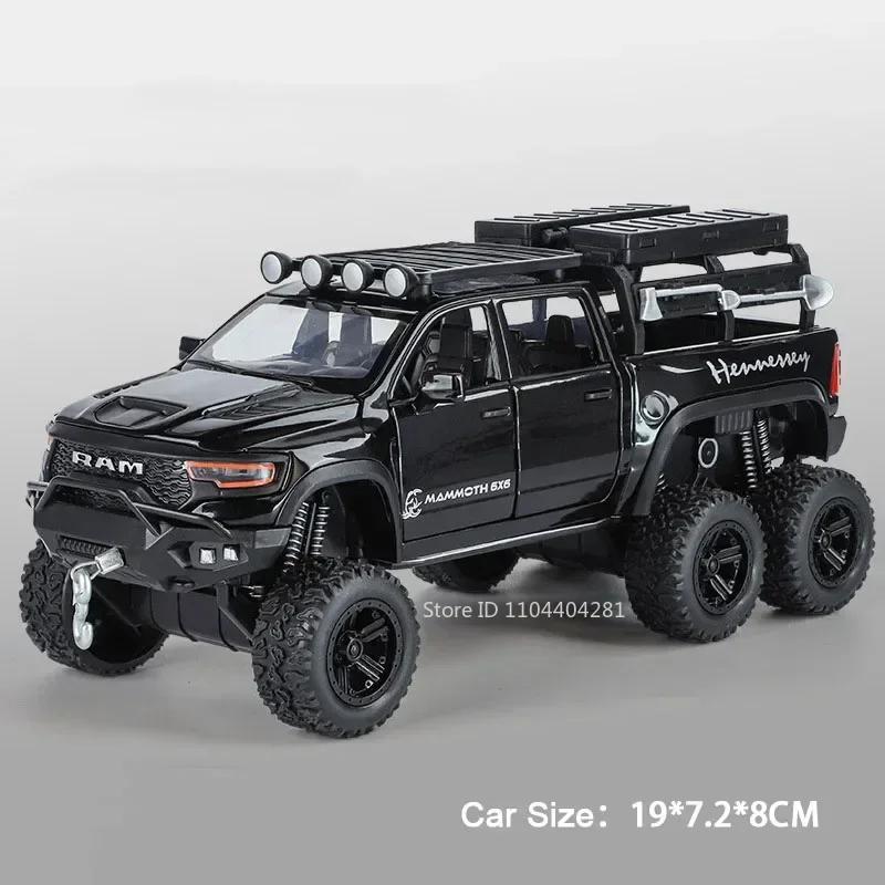 1:32 Mammoth RAM Alloy Miniature Model Diecast Pickup Toys with Sound Light Pull Back Doors Opened Metal Vehice for Boy Toy Gift