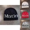 Letter Beanie Hat With High Top Knit Warm Cap For Autumn Winter Streetwear