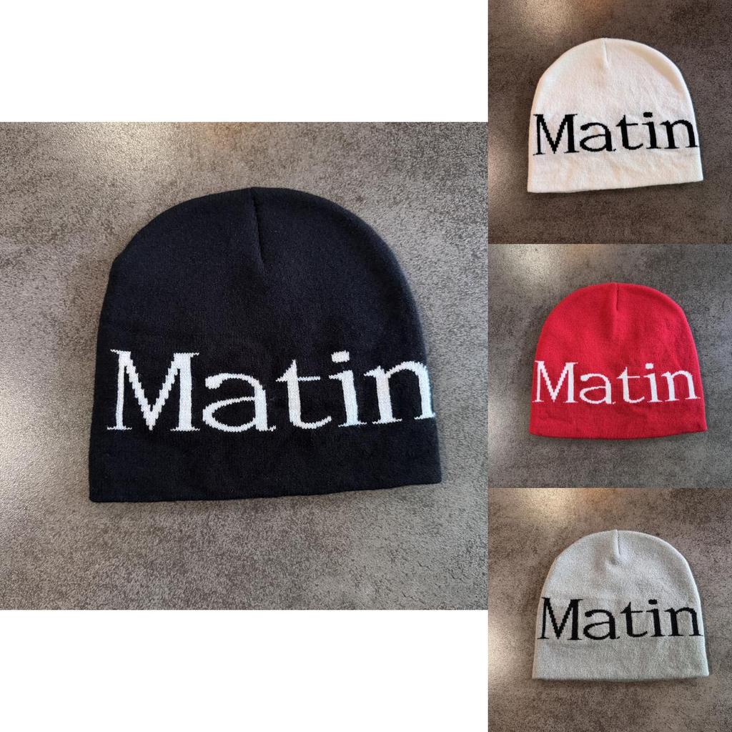 Letter Beanie Hat With High Top Knit Warm Cap For Autumn Winter Streetwear