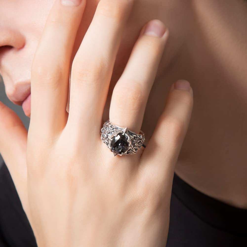 Artemis Classic Black Knight Silver Ring Silver Brand Silver Ring with Mystic Quartz Crystal (ACR0296) - Men's Accessories, Jewelry,