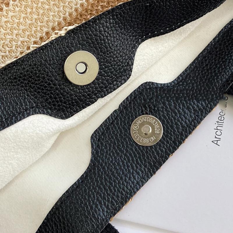 Summer Stripe Straw Bag Dam Casual Liten Väven Handväska Stor kapacitet Handgjord Strandrotting Tygväska