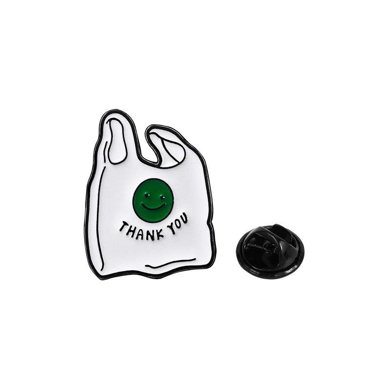 Cartoon plastic bag smiley face shape brooch trendy schoolbag clothes decoration oil spike needle