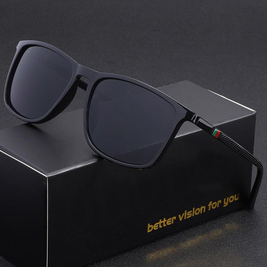 Classic Square Men's Sunglasses Comfortable Lightweight Black Frame Glasses Ideal for Travel Photography Gifts