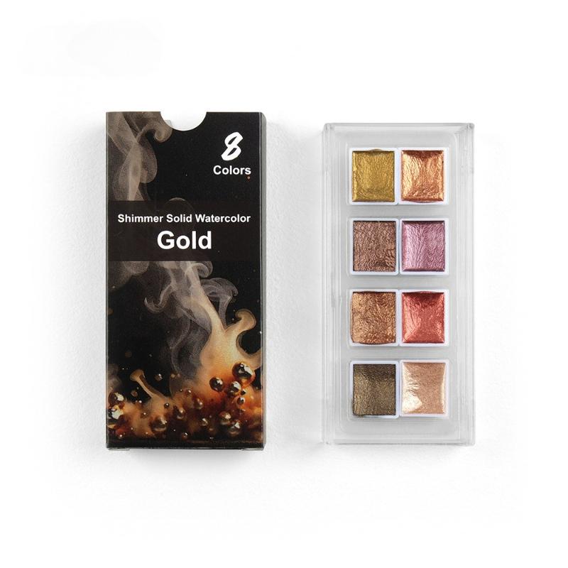 8/12color Pearlescent Handmade Solid Watercolor Pigment Solid Color Smudge for Diy Nail Painting