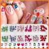 12 Grids Multi‑Color Flat Back Nail Rhinestones Mixed Size Love Heart & Star Shape Nail Charms Japanese Style Nail Decorations