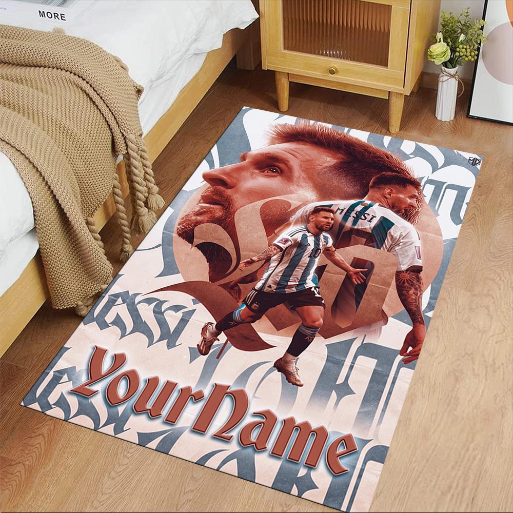 Messi Customize Text Floor Mat Suitable for Balcony Bedrooms Dormitory Kitchen Antislip Carpet Office home decor Perfect Gift for Women/Men