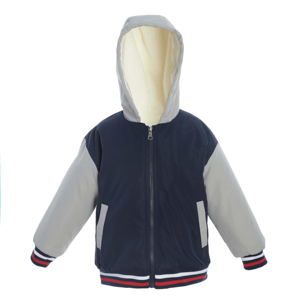 Modische rote Baseballjacke für Kinder mit warmem Fleecefutter