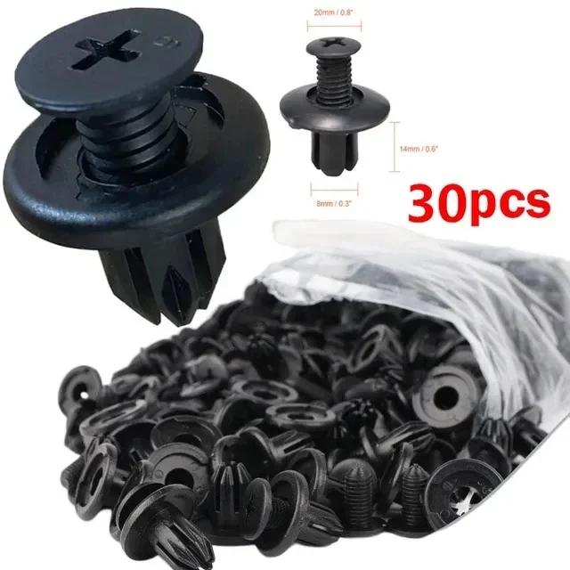8mm Plastic Rivets Fasteners Screw Car Bumper Fender Black Rivet Car Fastener Clips for Toyota Focus Kia Nissan Yamaha