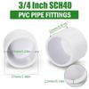 24Pcs Multipurpose SCH40 PVC End Caps for 3/4 Inch 1 Inch 1 1/4 Inch 2 Inch Pipes Sturdy Pipe Cover Accessories