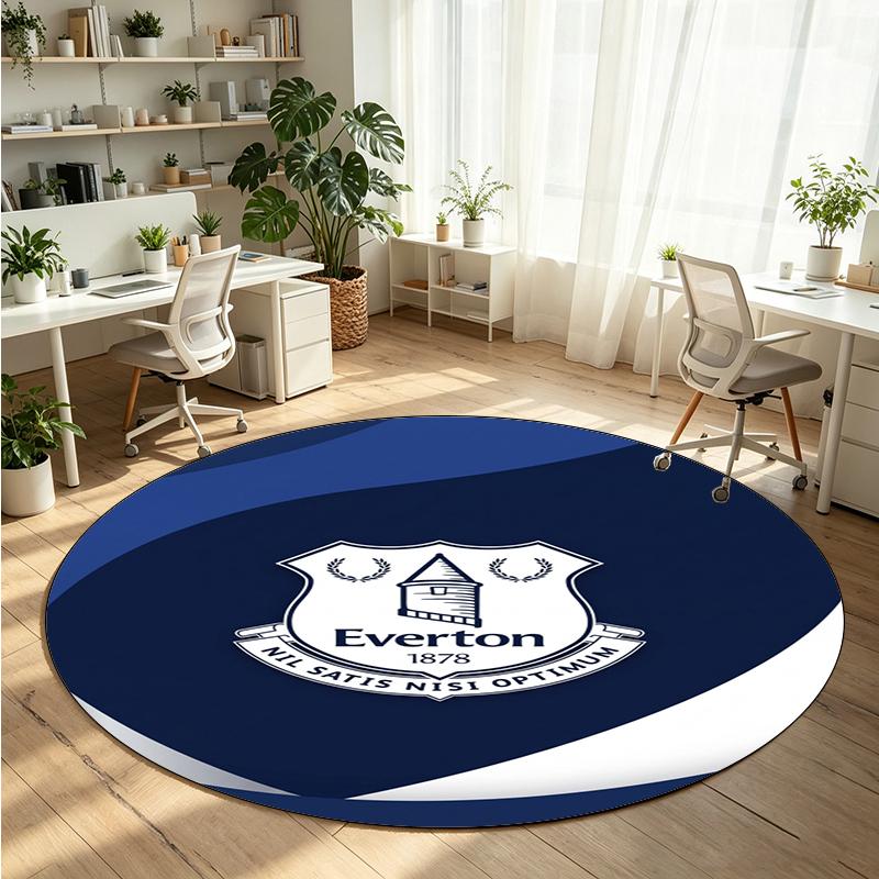Everton Football Printed Round Crystal Velvet Rug Soft Non Slip Floor Carpet For Bedroom Holiday Gift