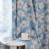 1PC Nuan Series Literary Pastoral Style Blue Flower Printed Curtain Full Blackout Curtains for Bedroom Living Room Balcony Window for Home Decor