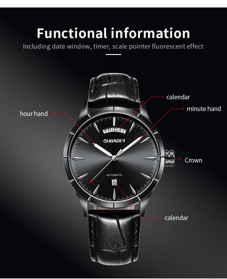 Genuine Men's Automatic Outdoor Sports Watch - Waterproof, Luminous, with Week and Calendar Display