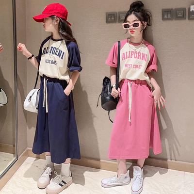 Children Clothing Set  Summer Girls Clothes Kids T-shirt + Skirt 2PCS Tracksuit for Teen Girls Casual Sports Suits 5 8 9 12Yrs