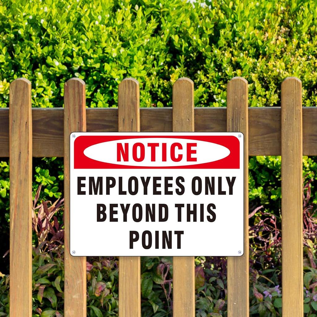 (2 Pack) Employees Only Beyond This Point Signs, Aluminum Staff Only Sign, Employees Only No Unauthorized Entry - Weatherproof Metal Signs with