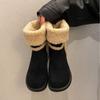 Umklappbare Schneestiefel Damen neu Winter ausländischer Stil zwei Tragevarianten rutschfest warm mittelhochschaftig kurze Stiefel Samt Nordost große Baumwollschuhe