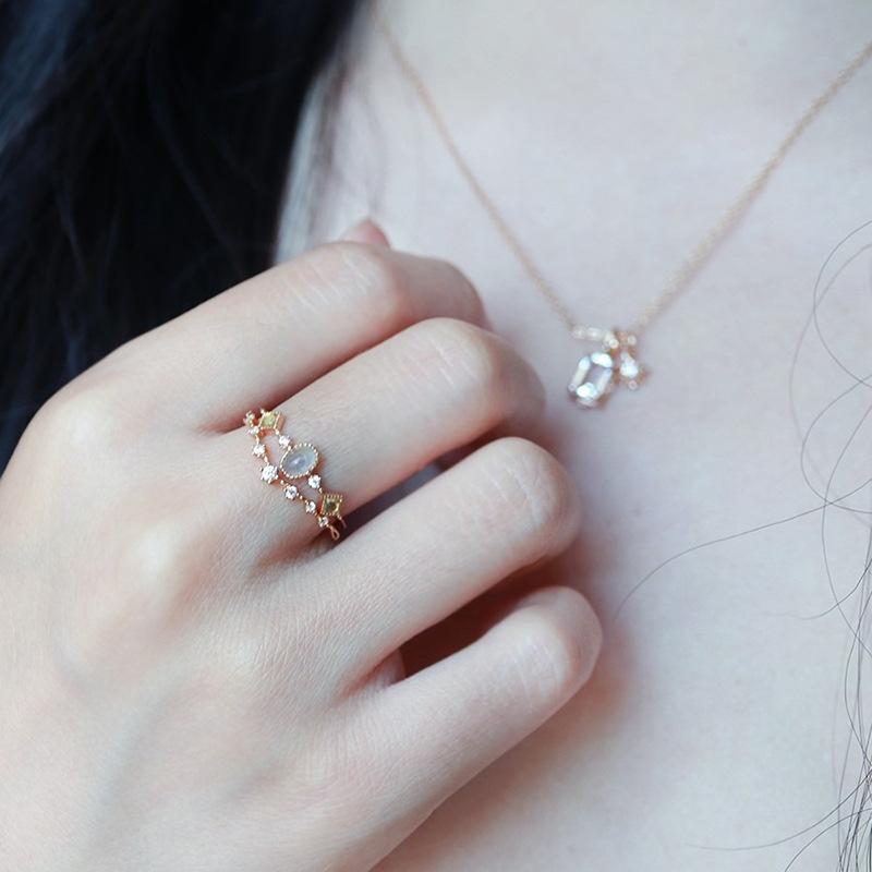 Aquamarine Geometric Fashionforward Ring With Adjustable Fit For Womens Style