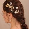 3PCS Bridal Wedding Hair Accessories Gold Color Leaf Hair Pins Clips for Women Jewelry Bride Headpiece Headwear Headdress Gifts