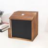 Lockable Pine Mail Organizer with Blackboard & Flip-Top