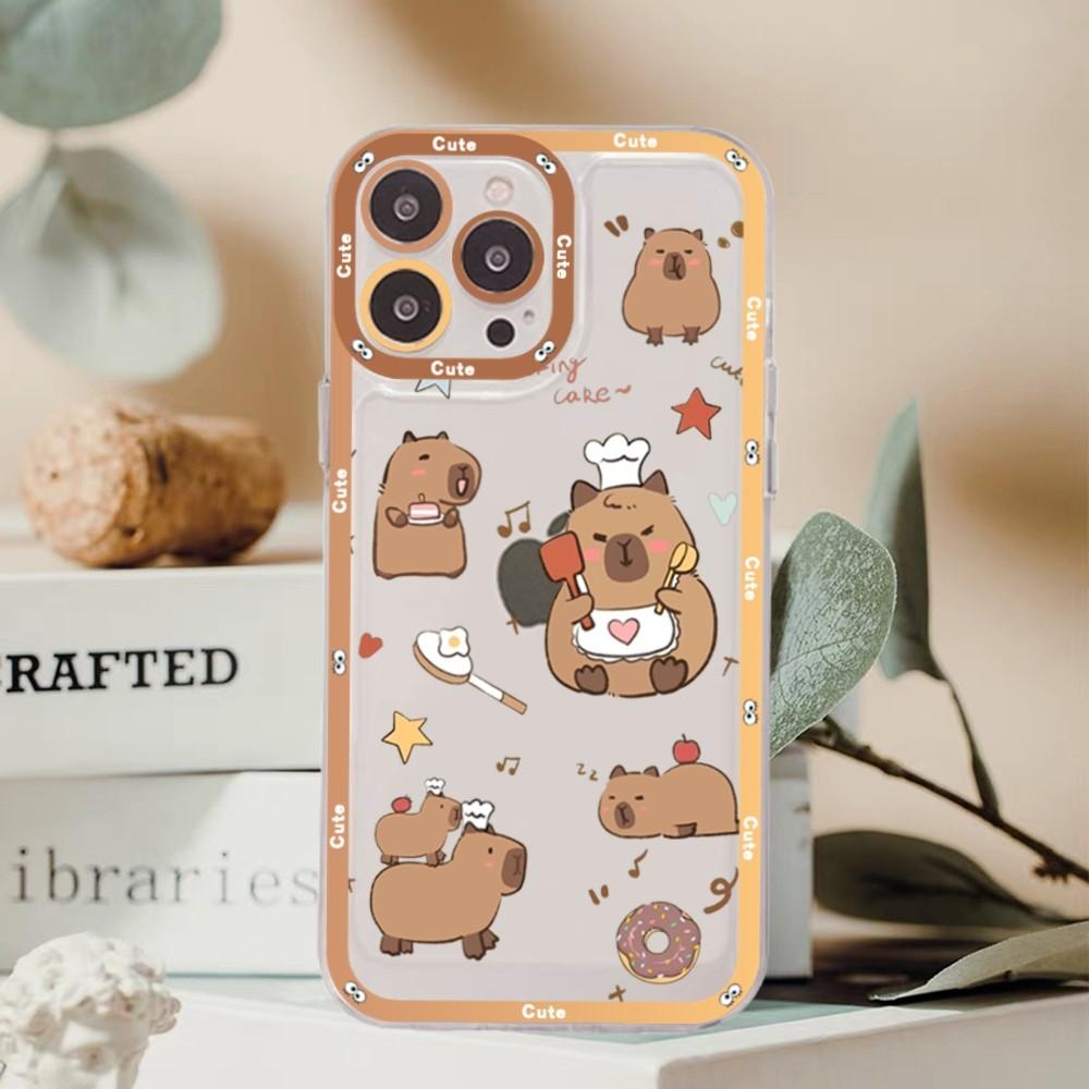 Cartoon Capybara Phone Case For iPhone 15 11 12 13 14 Mini Pro Max XR X XS TPU Clear Case
