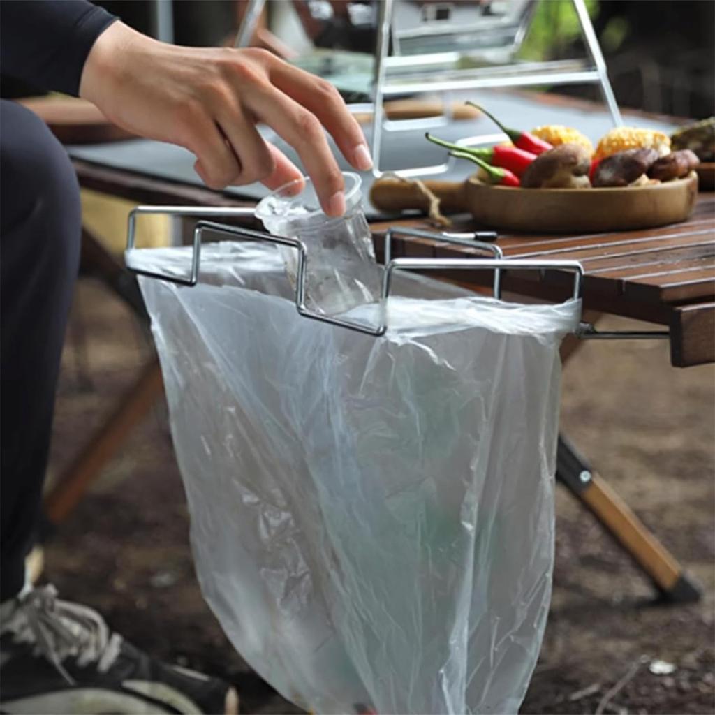 Kitchen Household Garbage Hanging Organizer Outdoor Stainless Steel Iron Outdoor Camping Picnic Garbage Bag Holder