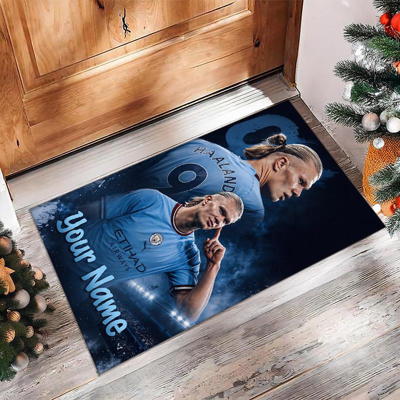 Erling Haaland Printed Crystal Velvet Rug Non‑Slip Crystal Velvet Carpet For Sofa Bedroom Indoor Home Decoration