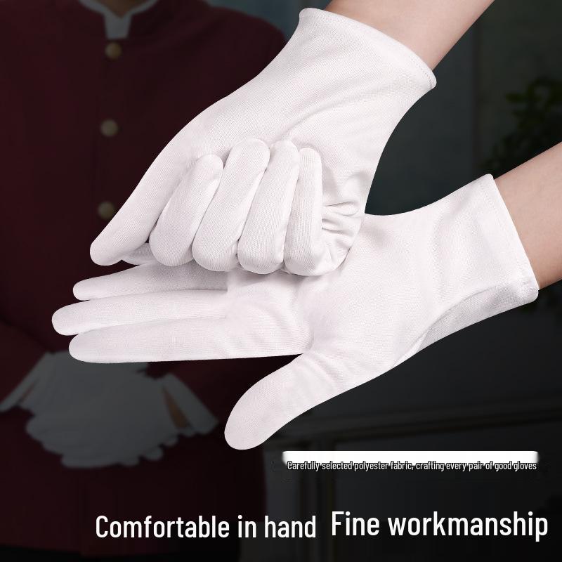 White Polyester Etiquette Gloves for Traffic Police and Reception Performance