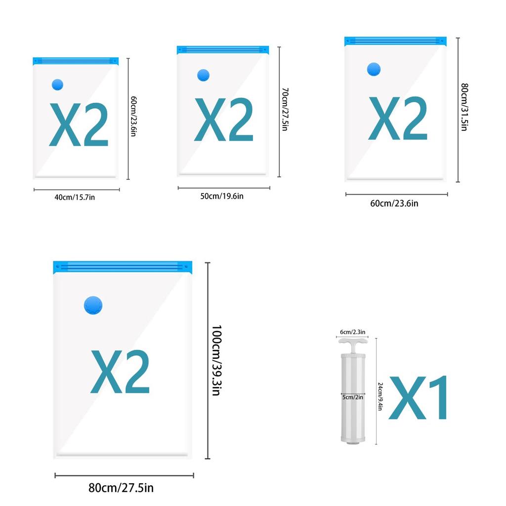 15 Pack Vacuum Storage Bags, Space Saver Bags  Compression for Comforters and Blankets, Sealer Clothes Storage Travel Organizer,