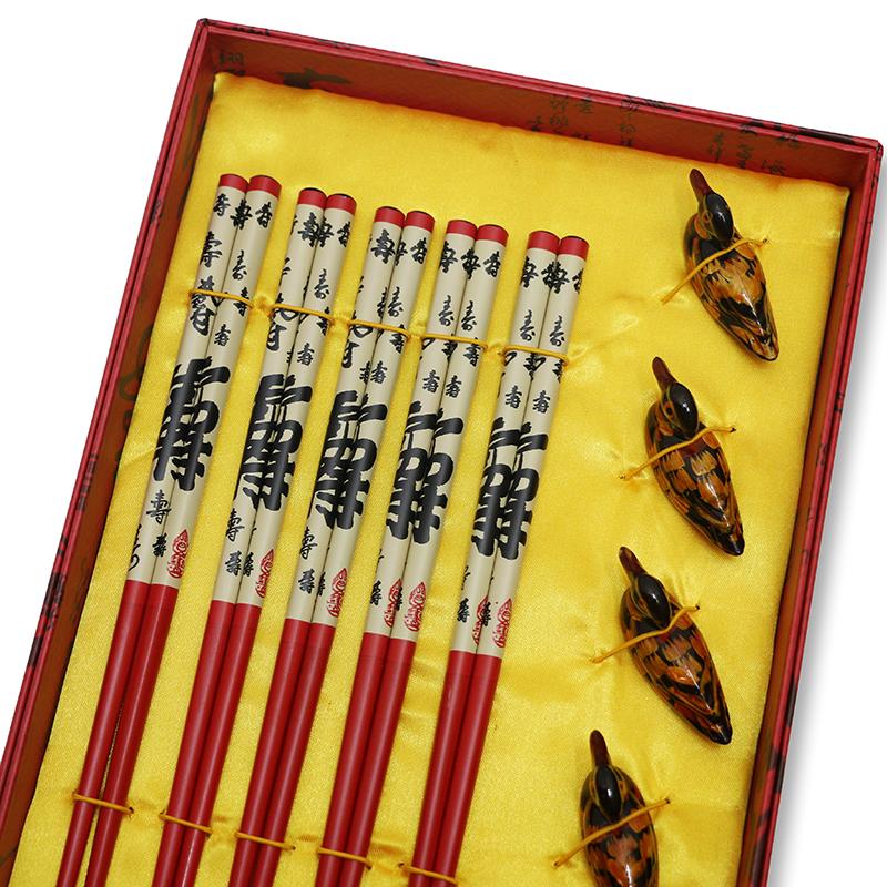Gift Box Chopsticks Peking Opera Facial Makeup Wooden Carving Craft Korean Chopsticks Set Japanese Sushi Chop Sticks Wood Ducks