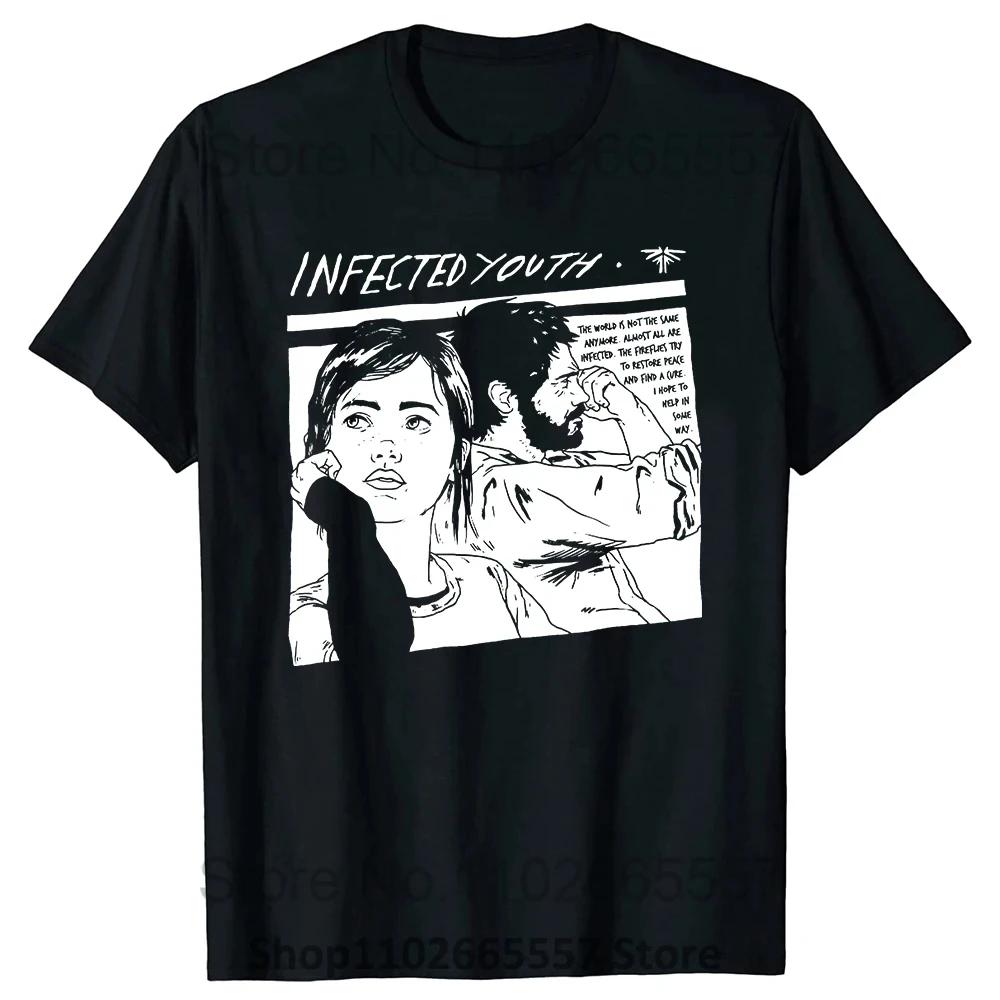 The Last of Us  T Shirts Men Black Punk Hip Hop Tees Top Summer Casual T-shirt Letters Graphic Tees Unisex Streetwear Male Ellie