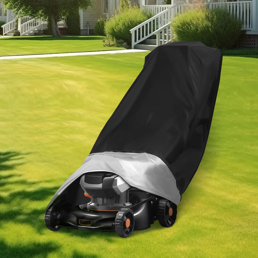 420D Outdoors Lawn Mower Cover Heavy Duty Polyester Oxford Push Mower Cover Waterproof Sunscreen Lawnmower Covers Anti-Tear Lawn