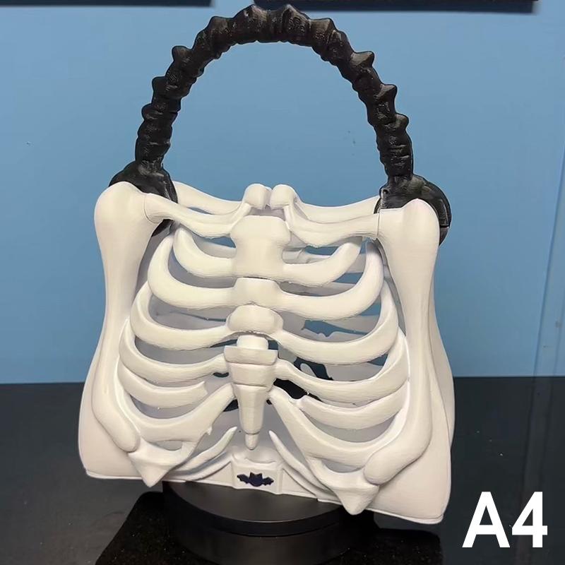 

3D Printed Skeleton Bone Bag Gothic Skeleton Purse Spooky Realistic Ribcage Handbag Functional Pocket Halloween Themed Party A4