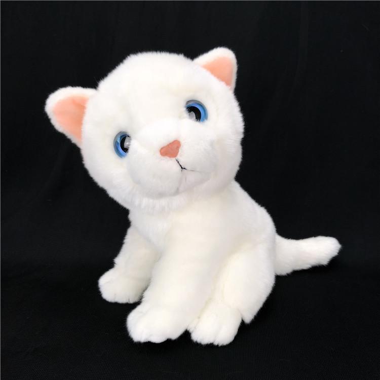 

Simulation Cute Cat Plush Toy Pet Doll Cute Pet Kitten Doll Children S Gift Straight Hair 20Cm білий