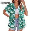 Summer Blouses Vintage Floral Print Short Sleeve Shirts For Women Casual Beach Hawaiian Vacation Lapel Shirt For Women Clothing