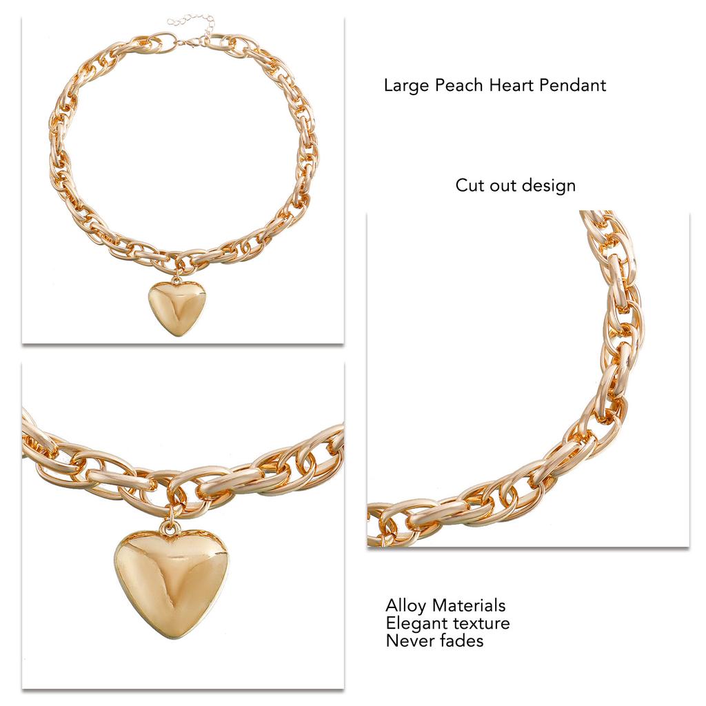 Layered   Heart Necklace O Shaped Fashionable Personalities   Necklace for Women