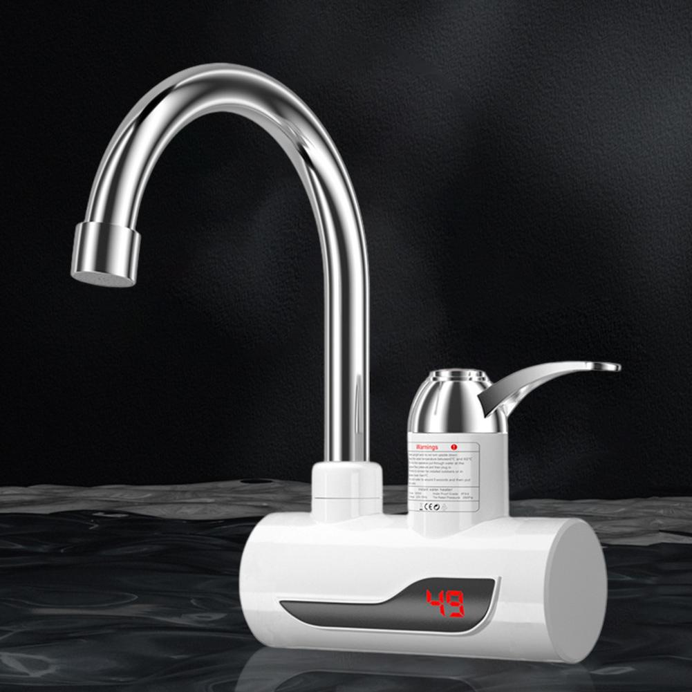 Electric Instant Heating Faucet 3000W Tankless Water Heater Temperature Adjustable Fast Heating Tap Digital Display For Bathroom