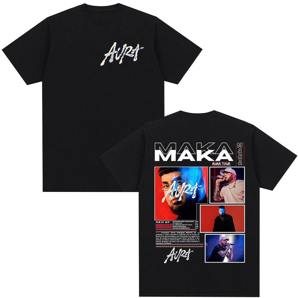 Rap Singer Maka Aura Tour Album Tshirt 2026New Hot Selling Mens Womens Fashion Retro Street Casual Cotton Tshirt Street Wear