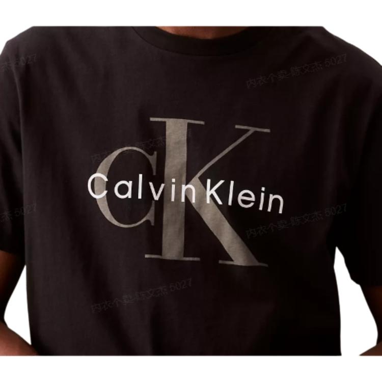Calvin Klein Color Block Letter Print Comfortable Short Sleeve T-Shirt Men Tops Black 40QP894-001