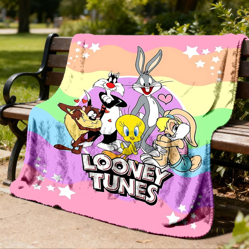 

1pc Looney Tunes Outdoor Flannel Throw Blanket Soft, Lightweight & Warm for Sofa, Office 80x120cm