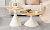 Hourglass Series 2-Piece Coffee Tables with Conical Shape, Melamine Tabletop in Wood Look + Cream Metal Base, Stackable, Living Room, Bedroom & Office