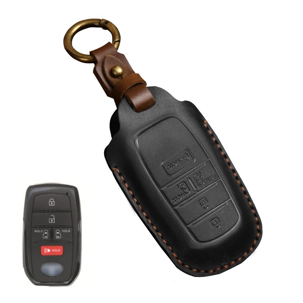 Genuine Leather Key Cover for Toyota Sienna Alphard Highlander Camry Previa Key Fob Protector