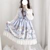 Sweet Lolita Jsk Dress Women Harajuku Kawaii Cartoon Print Lace Ruffle Bow Sleeveless Party Dresses Girly Princess Mini Vestidos