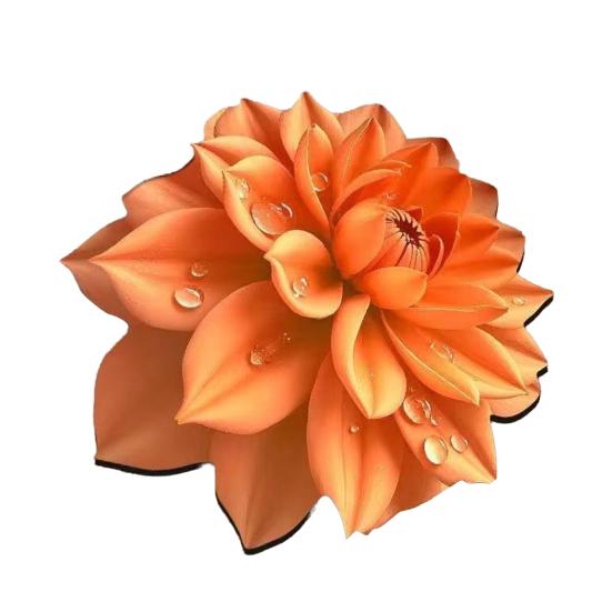 

3D Цветочный Плейсмат Диатомовая Земля Абсорбирующий Обеденный Мат Термостойкий Реалистичный Цветочный Плейсмат для Обеденного Стола Кухонной Столешницы Декор Стола 30cm темно-оранжевого