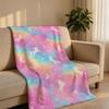 Rainbow Swan Galaxy Set Throw Short Plush Throw Blanket Soft Skin-Friendly Multi-Scene Home Office