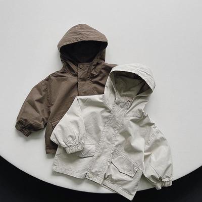 2025 Sonbaharı için Çocuk Kore Tarzı Kapüşonlu Fermuarlı Ceket