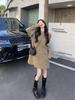 Knit Long High Midi Loose Slim Slimming Simple [SDSXZWG] Women's Dress, Sleeve, A-Line, Waist, Length, Fit, Thick, Stretchy, Fit, Effect, Design,
